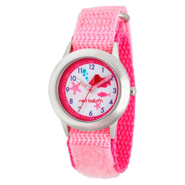 Girls' Red Balloon Stainless Steel Time Teacher Watch - Pink