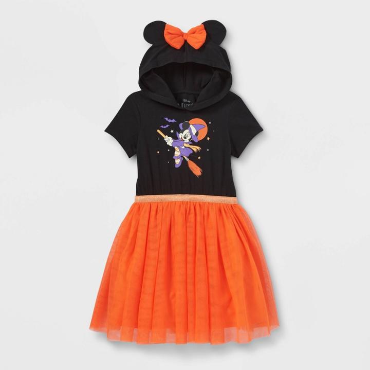 Girls' Minnie Mouse Halloween Hooded Tutu Dress - Black