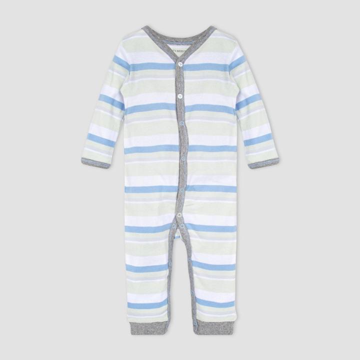 Burt's Bees Baby Baby Boys' Striped Foothills Jumpsuit - Green Newborn