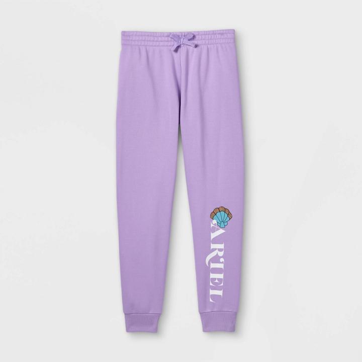 Girls' Disney Ariel Jogger Pants - Purple