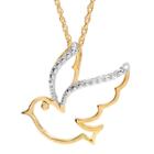 Journee Collection 1/10 Ct. T.w. Round-cut Diamond Pave-set Dove Necklace In Sterling Silver - Gold, Girl's