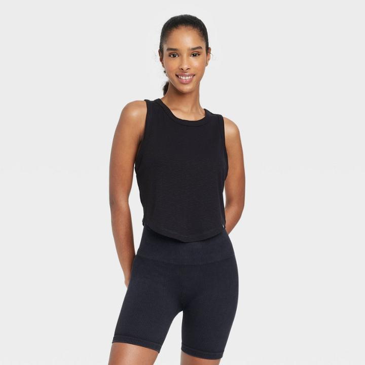 Women's Ribbed Cropped Tank Top - Joylab Black