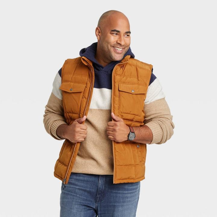 Men's Tall Midweight Puffer Vest - Goodfellow & Co Orange