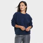 Women's Sherpa Pullover Sweatshirt - A New Day Navy