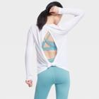 Women's Long Sleeve Open Back T-shirt - All In Motion True White