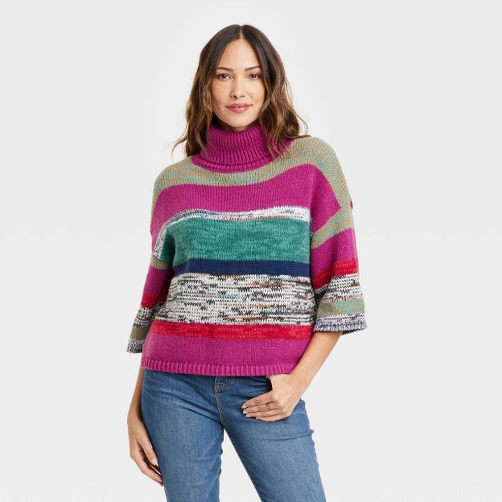 Women's Turtleneck Sweater - Knox Rose Raspberry