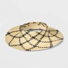 Women's Plaid Wide Brim Straw Visor Hat - A New Day Cream, Ivory/brown