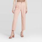 Women's Mid-rise Straight Leg Pleated Front Trouser - A New Day Pink