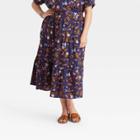 Women's Plus Size Tiered Midi Skirt - Universal Thread Navy Floral