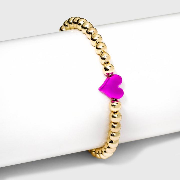 Sugarfix By Baublebar Beaded Metallic Heart Bracelet - Pink