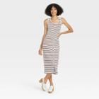 Women's Sleeveless Button-front Knit Bodycon Dress - Universal Thread Cream Striped S, Ivory