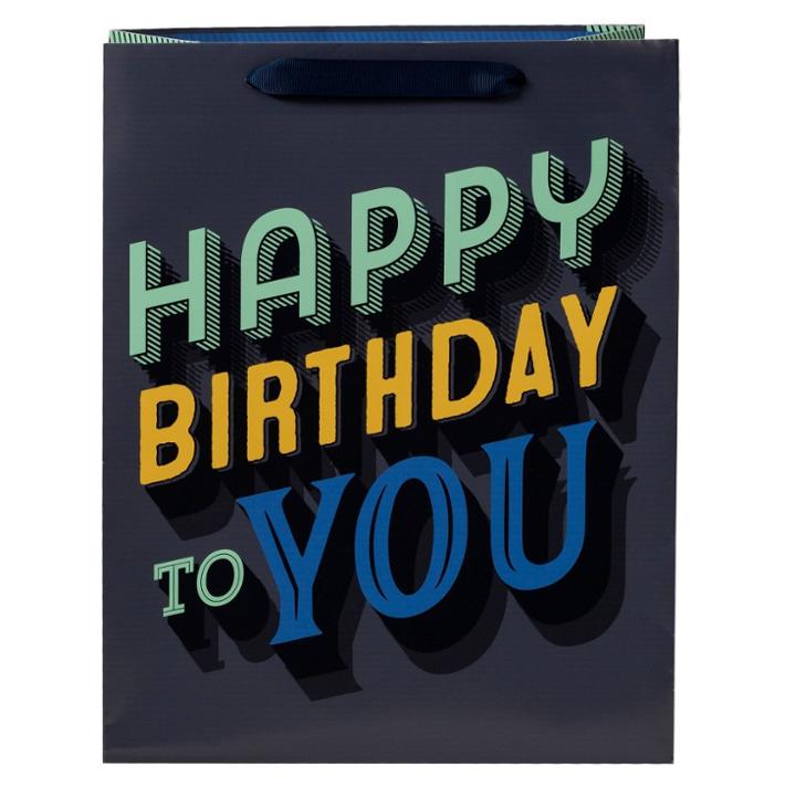 Spritz Medium 'happy Birthday To You' Gift Bag Black/gray -