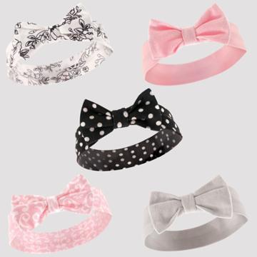 Hudson Baby Girls' 5pk Headbands - Pink/black