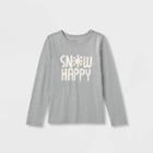Kids' Adaptive Long Sleeve 'snow Happy' Graphic T-shirt - Cat & Jack Gray
