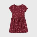 Girls' Short Sleeve Printed Knit Dress - Cat & Jack Burgundy
