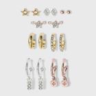 Ear Cuff And Star Charm Hoop Earring Set 8pc - A New Day , Gold/pink/silver