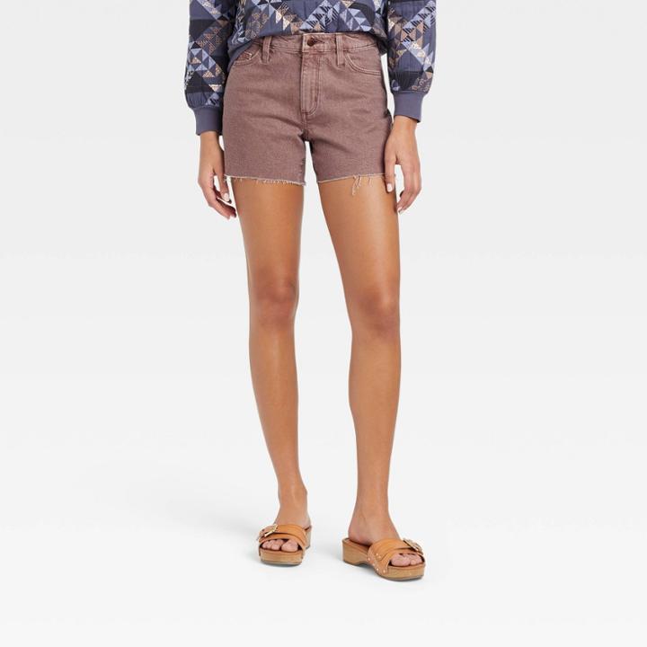 Women's High-rise Vintage Midi Jean Shorts - Universal Thread Tan