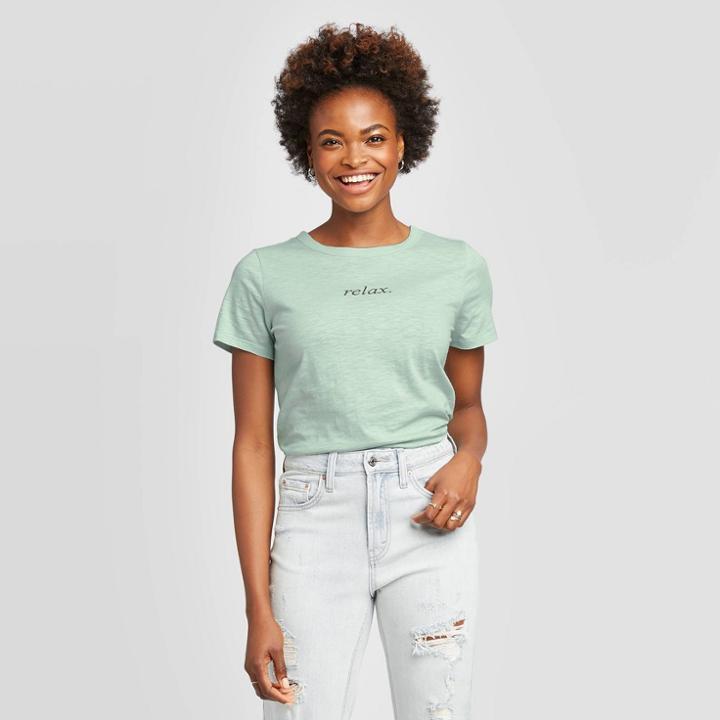 Women's Relax Short Sleeve T-shirt - Zoe+liv (juniors') - Aqua Tint Xs, Women's, Green