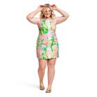Women's Plus Size Fan Dance Sleeveless Round Neck Shift Mini Dress - Lilly Pulitzer For Target Pink/yellow 18w, Women's, Green Pink