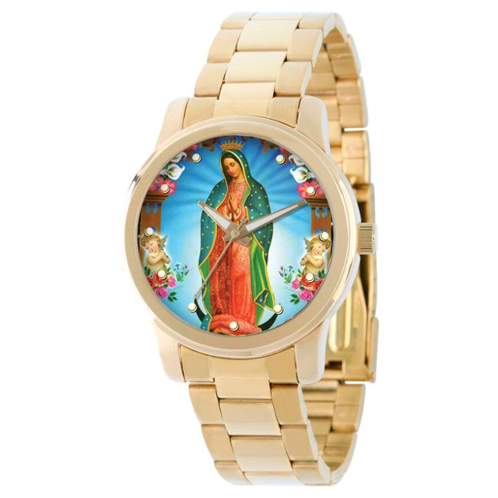 Men's Ewatchfactory Our Lady Of Guadalupe Religious Bracelet Watch - Gold