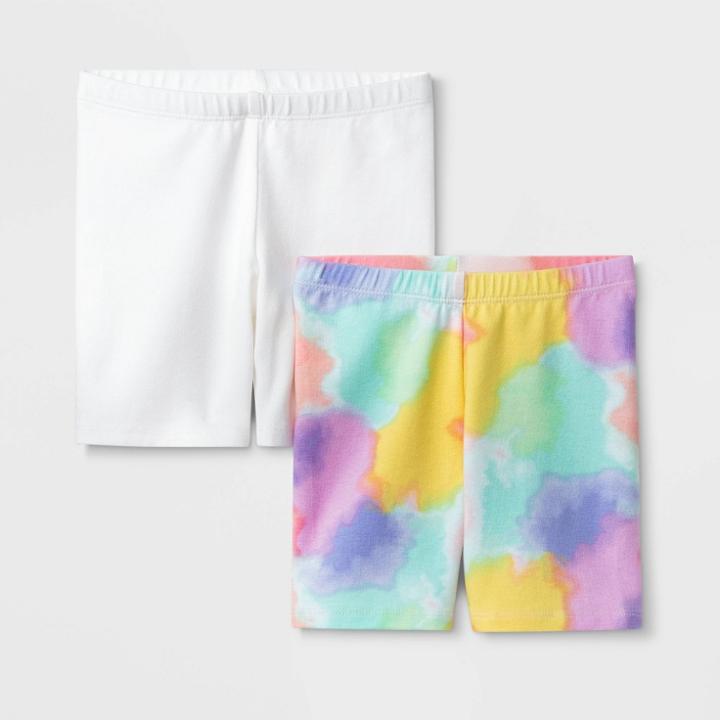 Toddler Girls' 2pk Tie-dye Bike Shorts - Cat & Jack White/blue 12m, Toddler Girl's,