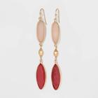 Semi-precious Stone Moonstone And Red Agate And Glass Seed Beaded Drop Earrings - A New Day Pale Peach, Women's, Pale Pink