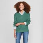 Women's V-neck Pullover Sweater - A New Day Green