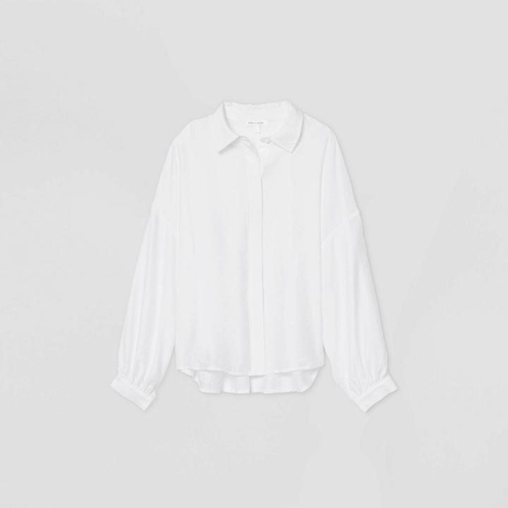Women's Long Sleeve Button-down Blouse - Prologue White