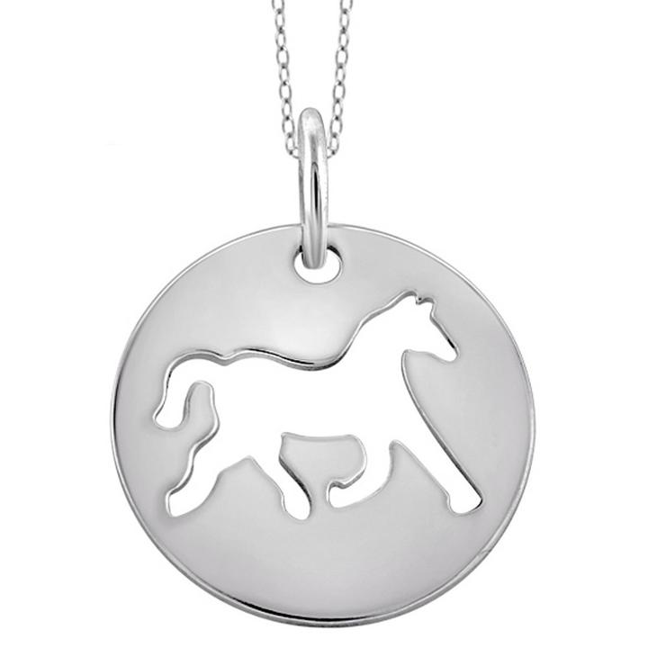Distributed By Target Women's Sterling Silver Plain Cutout Horse Pendant - White