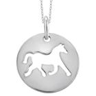 Distributed By Target Women's Sterling Silver Plain Cutout Horse Pendant - White