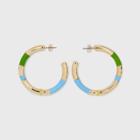 Metal Matte Hoop Earrings - A New Day Blue/green