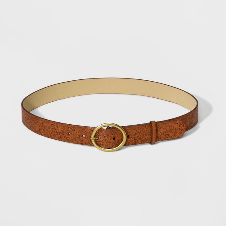 Women's Floral Belt - Universal Thread Cognac
