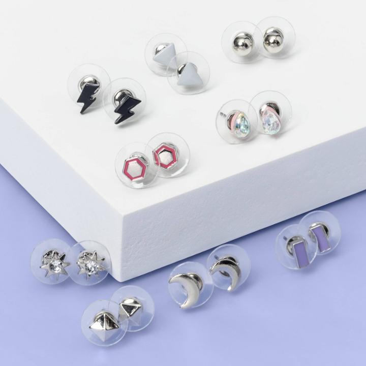 More Than Magic Girls' 8pk Stars And Triangle Earrings - More Than