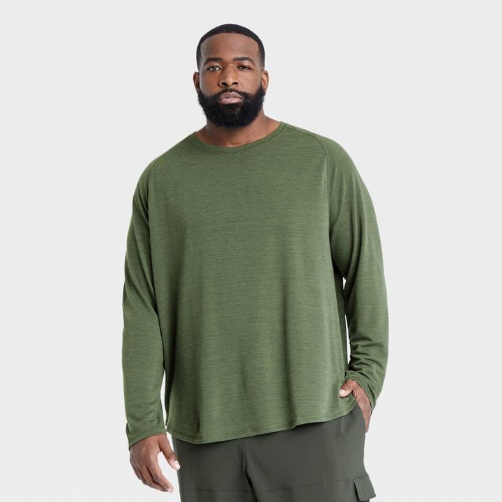 Men's Big & Tall Merino Wool Long Sleeve T-shirt - All In Motion Olive