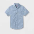 Boys' Adaptive Dinosaur Woven Button-down Shirt - Cat & Jack Blue