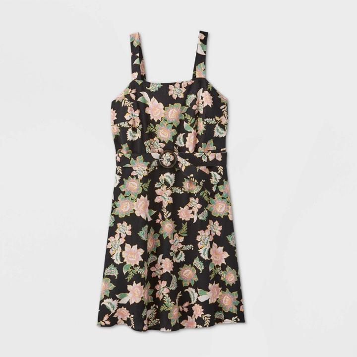 Women's Plus Size Floral Print Sleeveless Dress - Who What Wear Black 2x, Women's,
