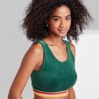 Women's Velour Cropped Tank Top - Wild Fable Green