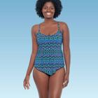 Women's Slimming Control V-front Tankini Top - Dreamsuit By Miracle Brands Blue