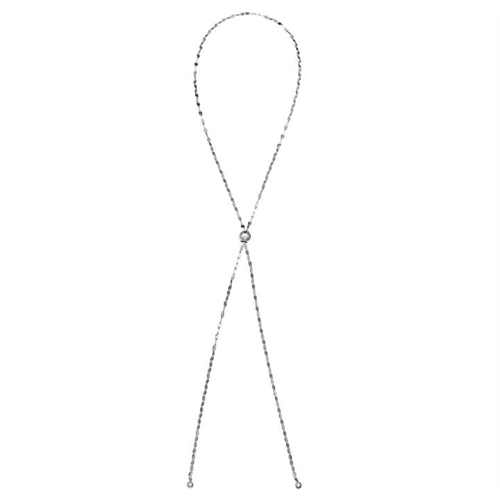 Distributed By Target Adjustable Lariat Diamond Cut Oval Bead Chain In Sterling Silver -gray