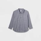 Men's Big & Tall Long Sleeve Adaptive Button-down Shirt - Goodfellow & Co Navy Blue/checked