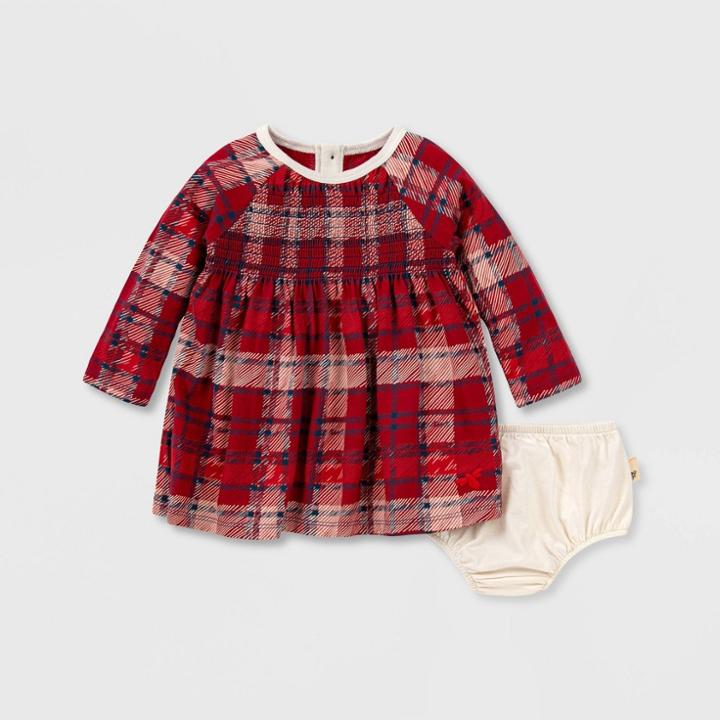 Burt's Bees Baby Baby Girls' Organic Cotton Plaid Dress And Diaper Cover