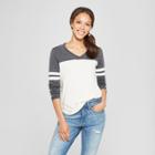 Women's Long Sleeve V-neck Baseball T-shirt - Grayson Threads (juniors') Charcoal
