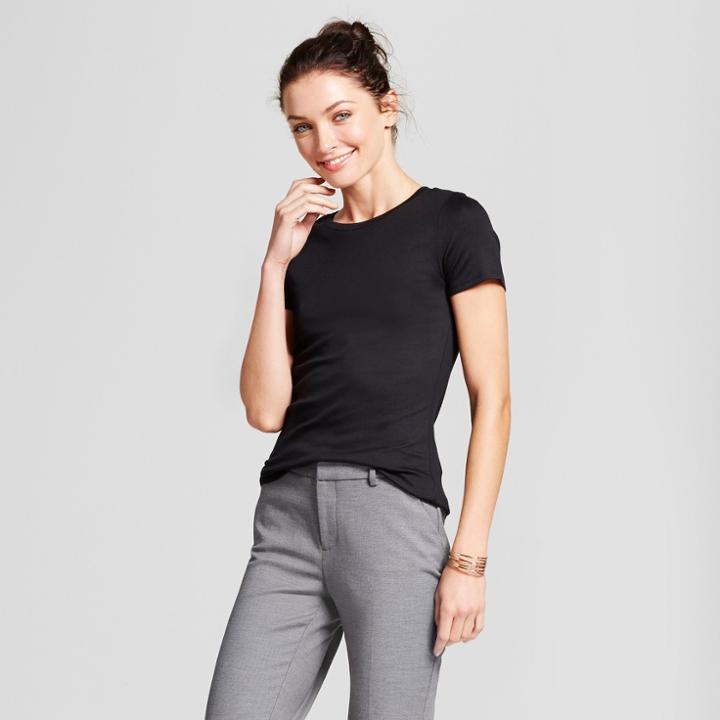 Target Women's Fitted Short Sleeve Crew T-shirt - A New Day Black