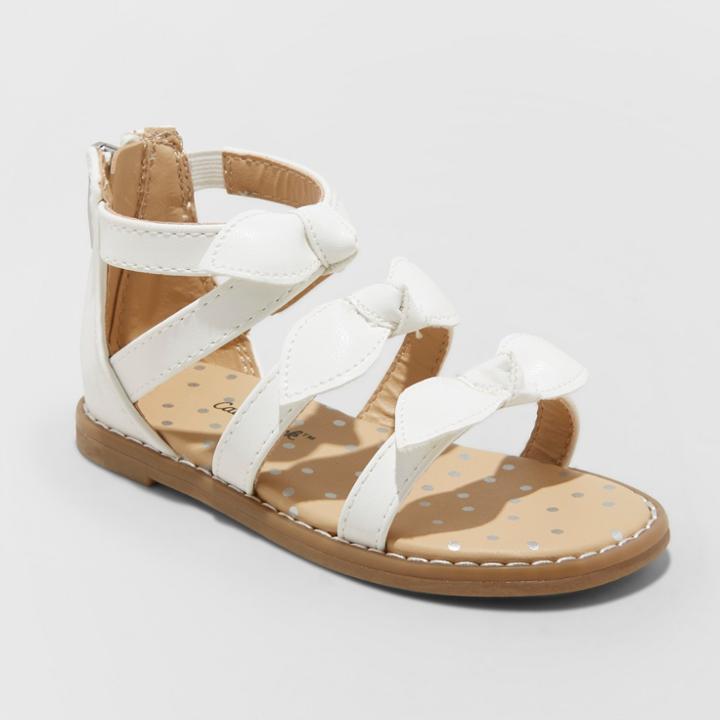 Toddler Girls' Darbi Two Piece Ghillie Slide Sandals - Cat & Jack White