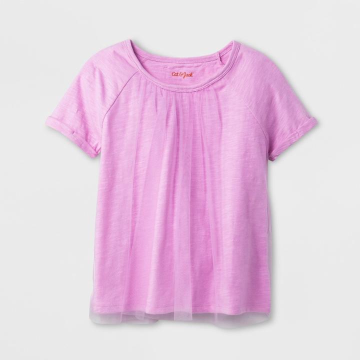 Girls' Transparency Short Sleeve Top - Cat & Jack Pink