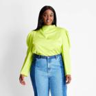 Women's Plus Size Puff Shoulder Long Sleeve Mock Neck Blouse - Future Collective With Kahlana Barfield Brown
