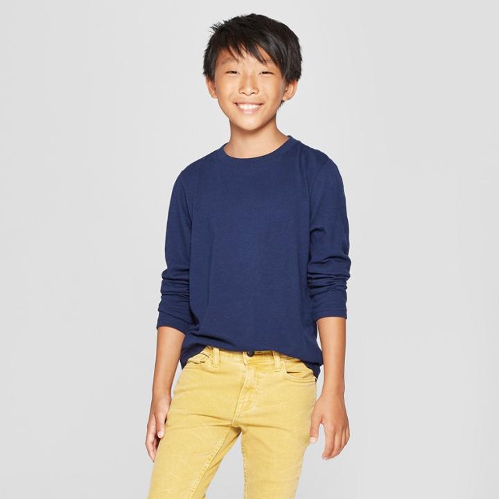 Boys' Long Sleeve T-shirt - Cat & Jack Navy (blue)