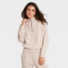 Women's Mock Turtleneck Cozy Quarter Zip Pullover Sweater - Universal Thread Cream