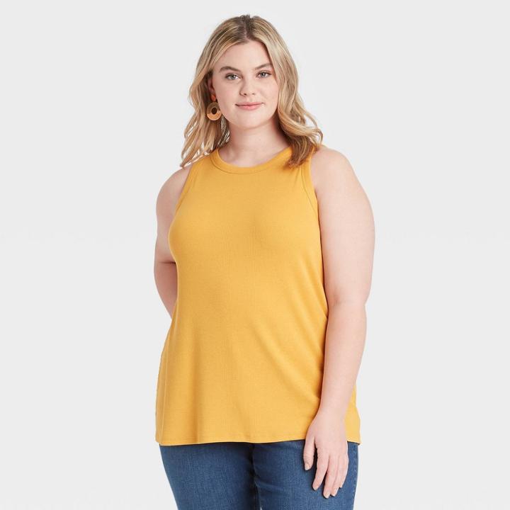 Women's Plus Size Ribbed Tank Top - Ava & Viv Gold X