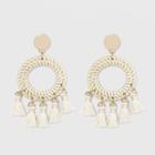 Open Woven Straw And Tassel Earrings - A New Day Ivory